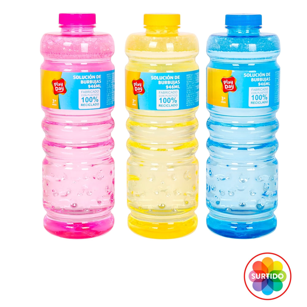 Burbujero Play Day solución reciclado colores surtidos - 946 ml
