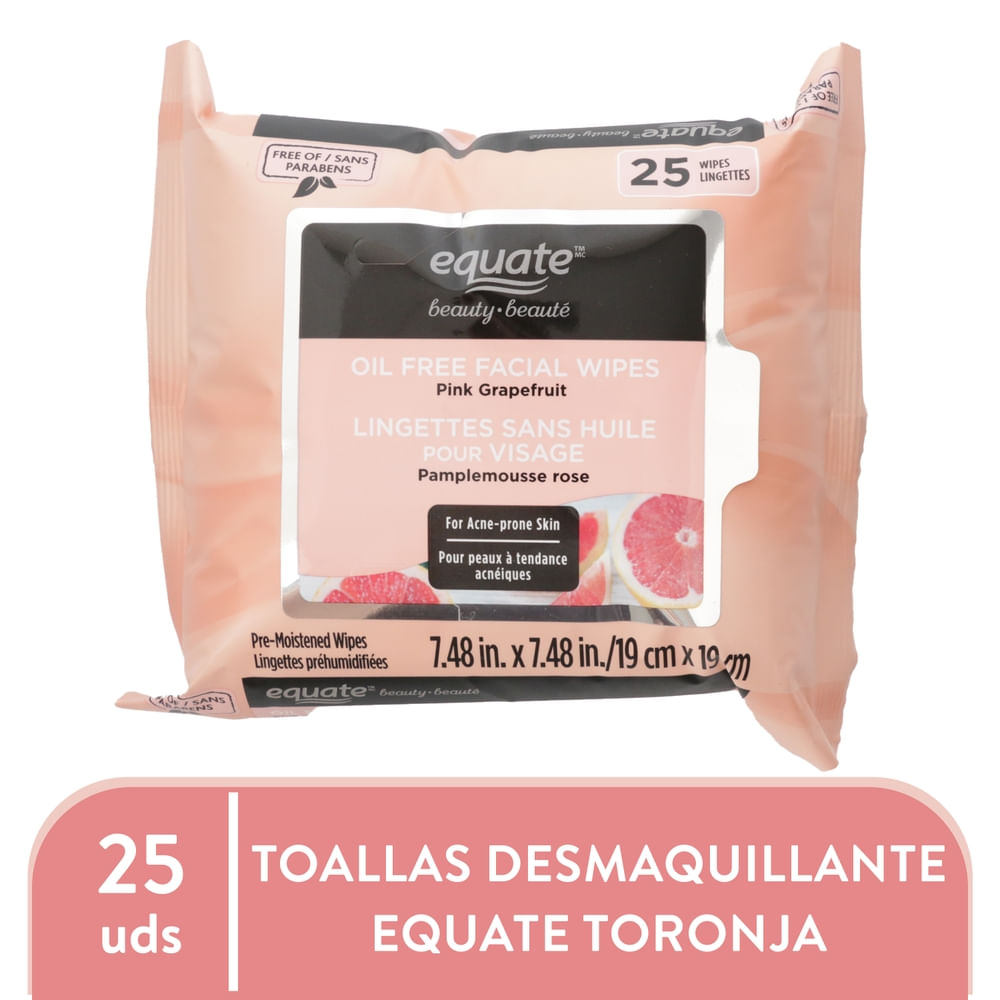 Toallitas desmaquillantes Equate sin aceite - 25 Uds
