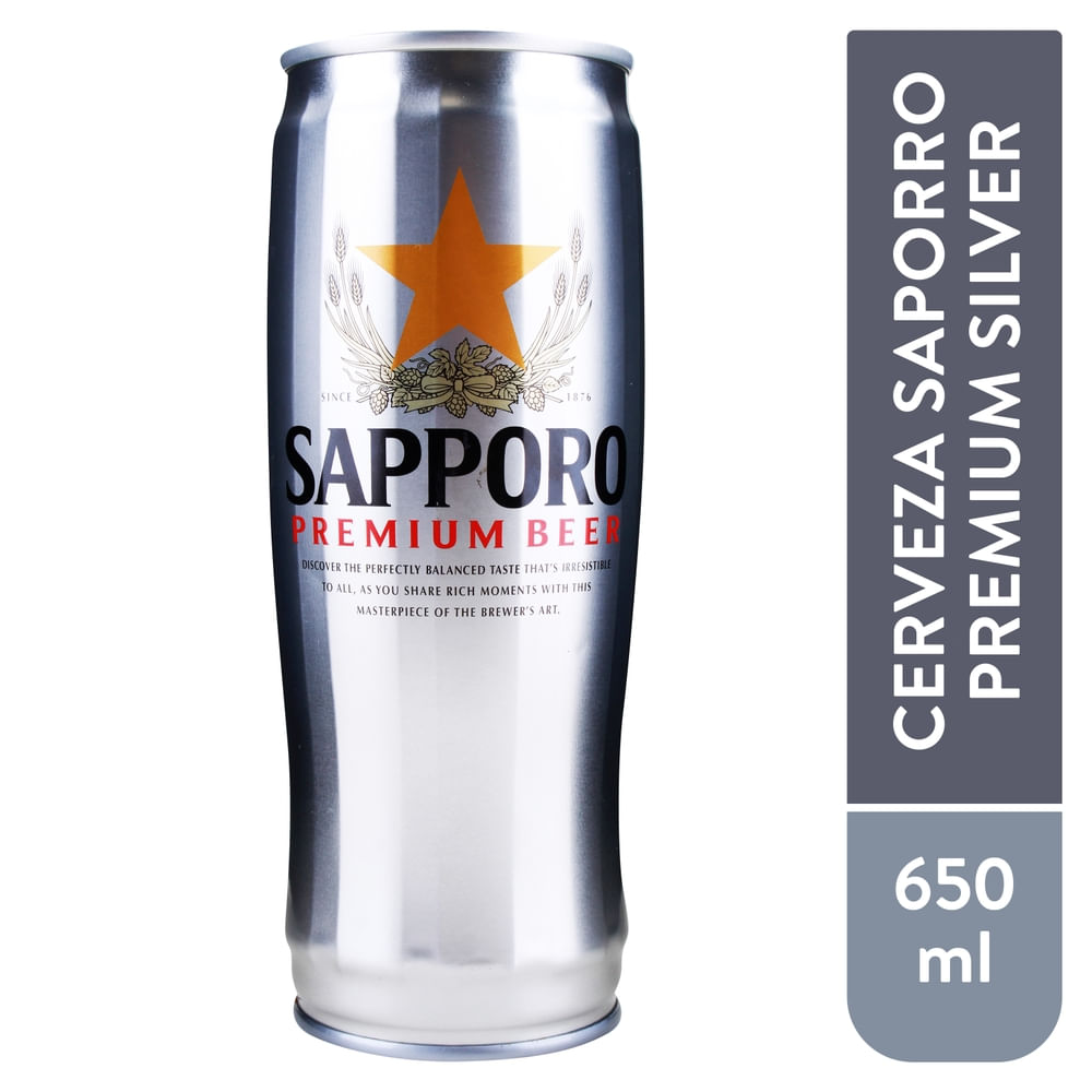 Cerveza Sapporo premium silver en lata - 650 ml