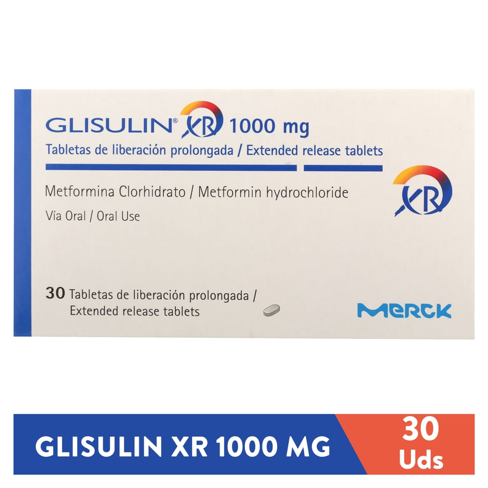 Glisulin Xr Merck 1000 Mg X 30 Tabletas