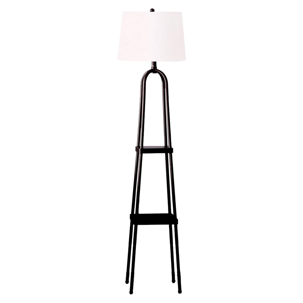 Lámpara Home Trends de pie negra con estantes