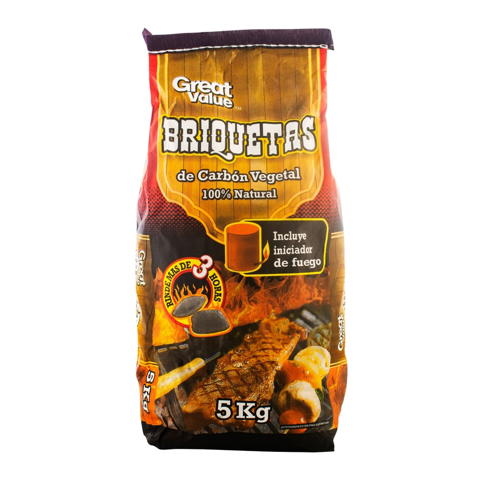 Carbón Great Value Briquetas Bolsa - 5 kg