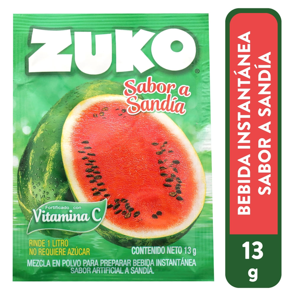 Bebida En Polvo Zuko Sabor Sandía - 13 g