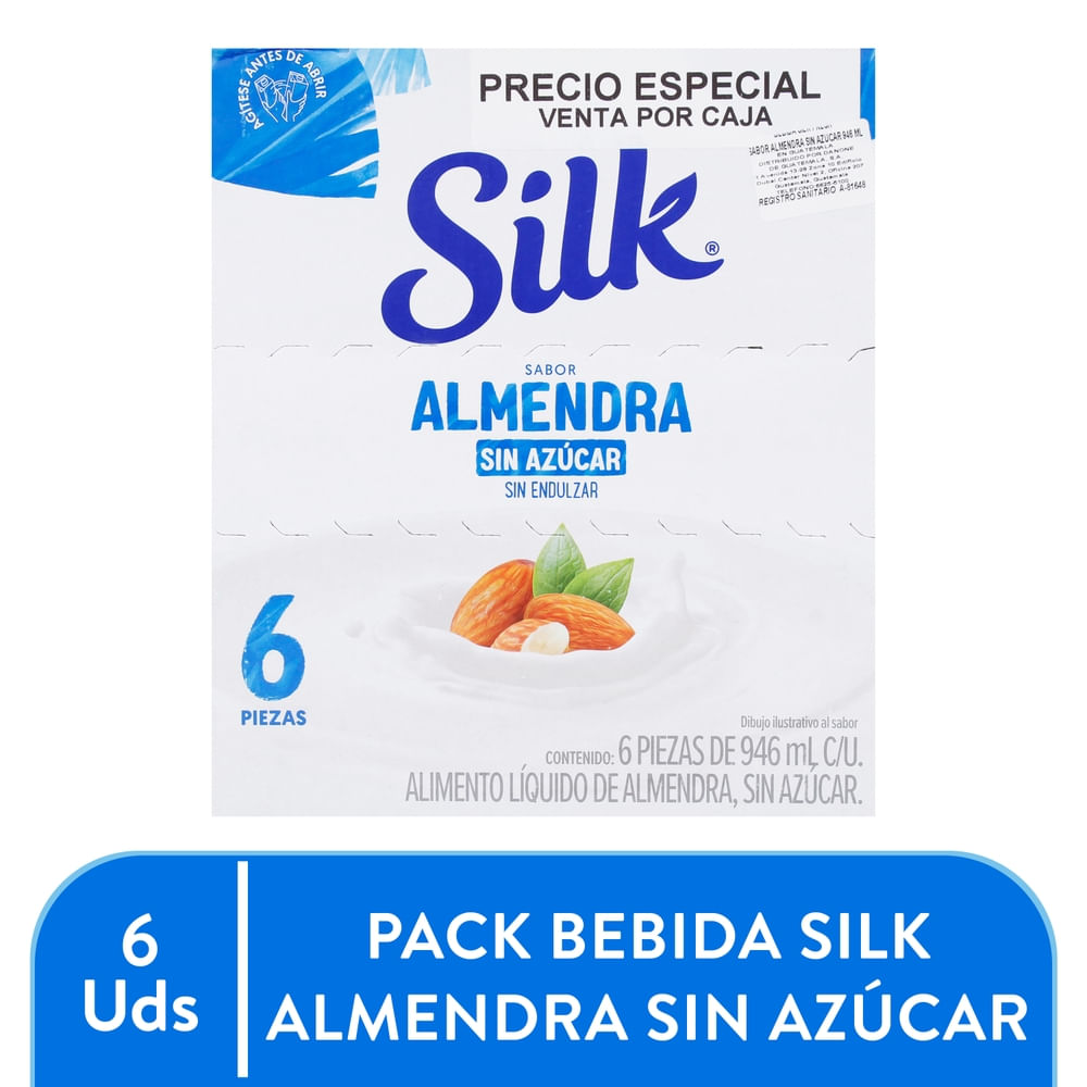 Bebida de almendra Silk sin azúcar 6 Pack - 5676 ml