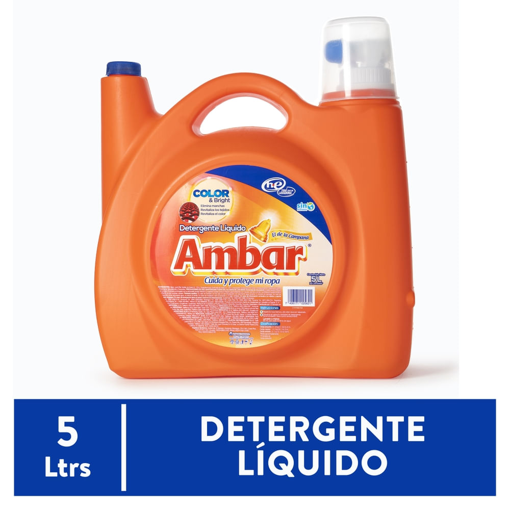 Detergente Liquido Ambar Color y Bright - 5L