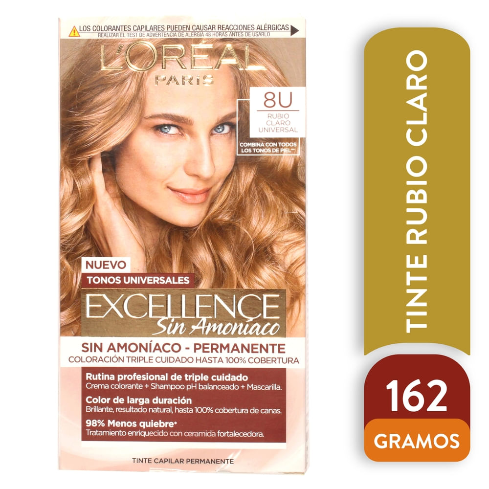 Tinte Excellence Rubio Claro Tono 8U - 162 g