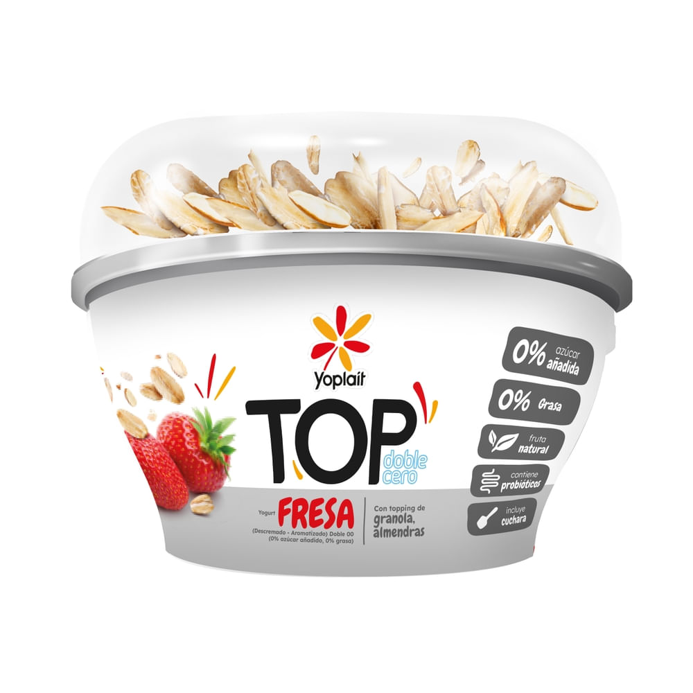 Yogurt Yoplait de Fresa Doble Cero Con Topping de Granola y Almendras - 165 g