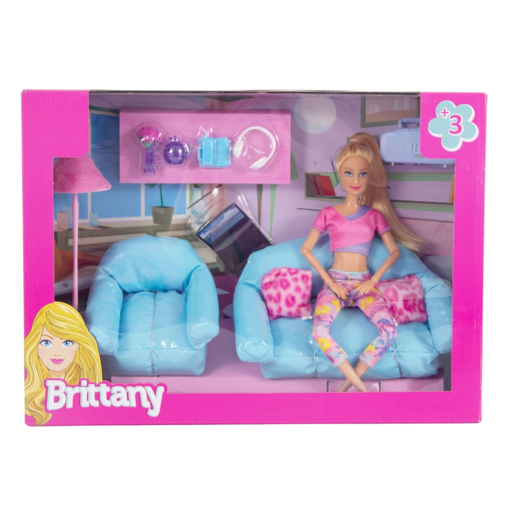 Muñeca Brittany Collection con accesorios de sala