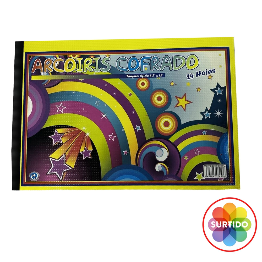 Block hojas de colores Rayado Illescas arco iris cofrado brillante - 24 Uds
