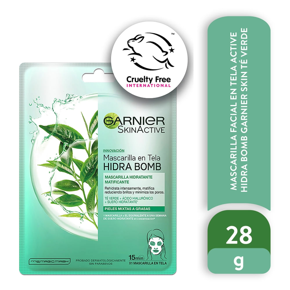 Mascarilla Tela Hidra Bomb Té Verde Chá Garnier