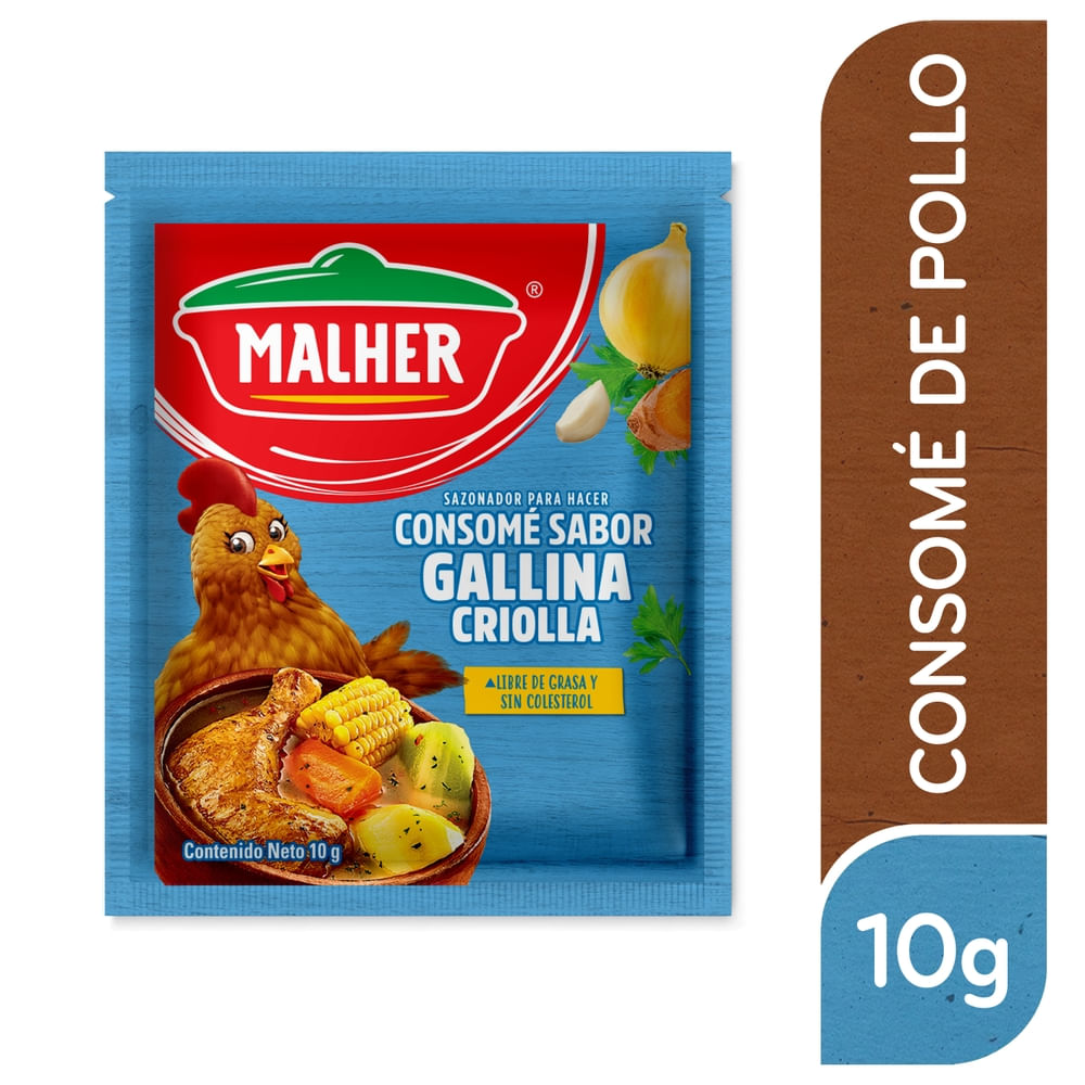 Sazonador MALHER Consomé Sabor Gallina Criolla 4 Sobres - 10 g