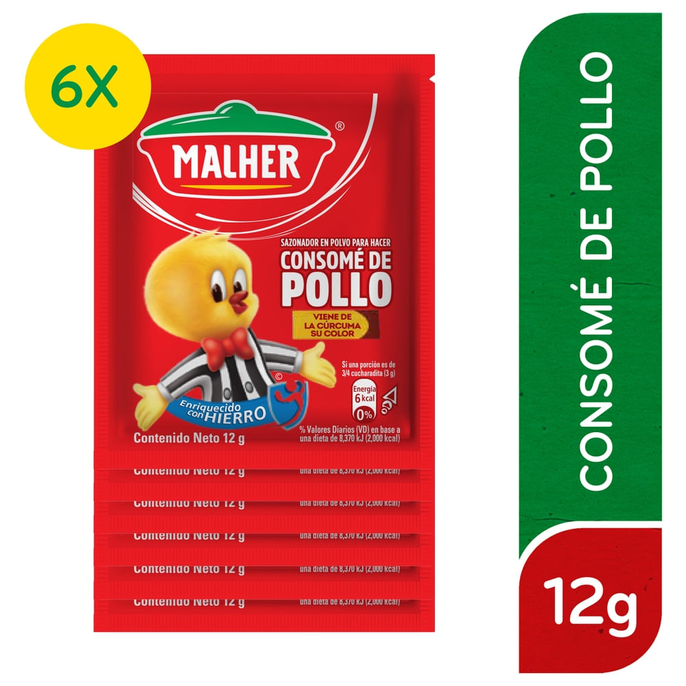 Sazonador MALHER® Consomé de Pollo sobre - 6 x 12 g