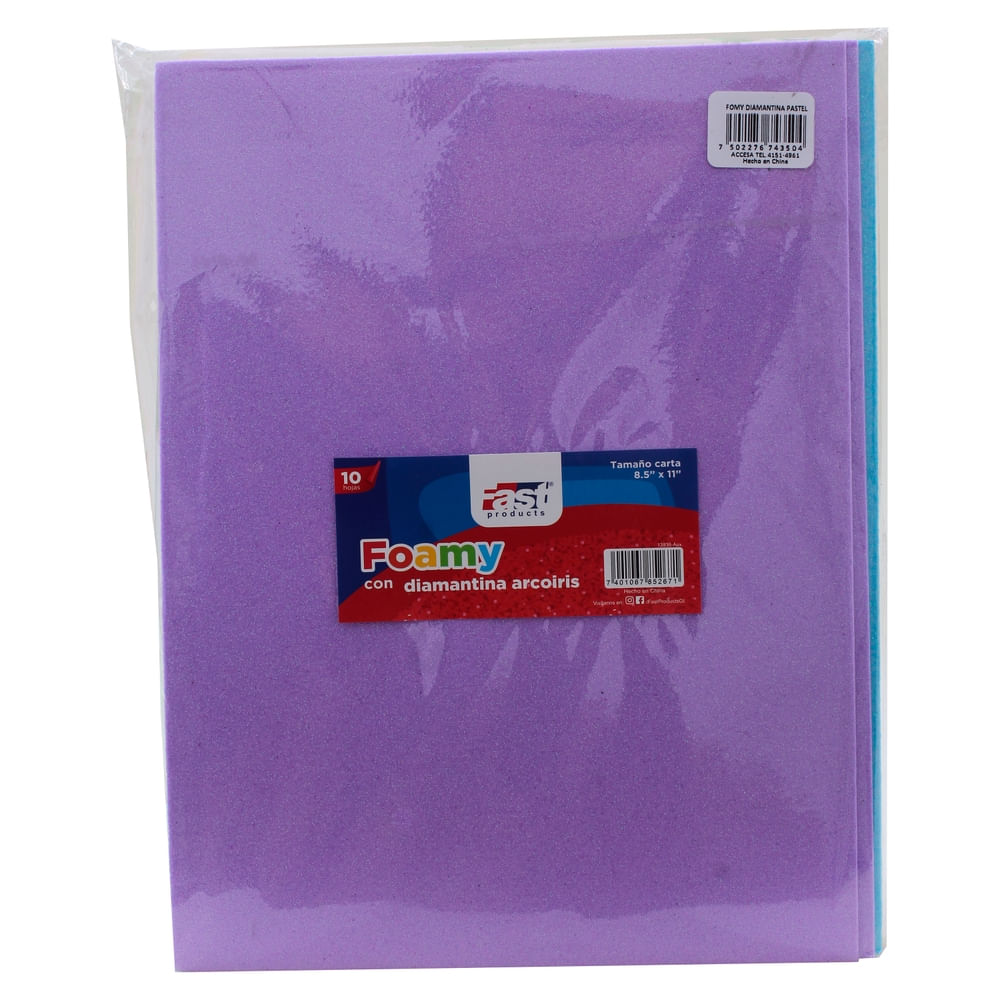 Foamy fast Accesa colores pastel tamaño carta - 10 Pzas