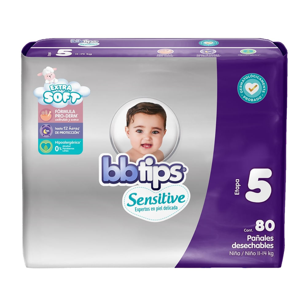 Pañal Bbtips sensitive etapa 5 - 80 Uds