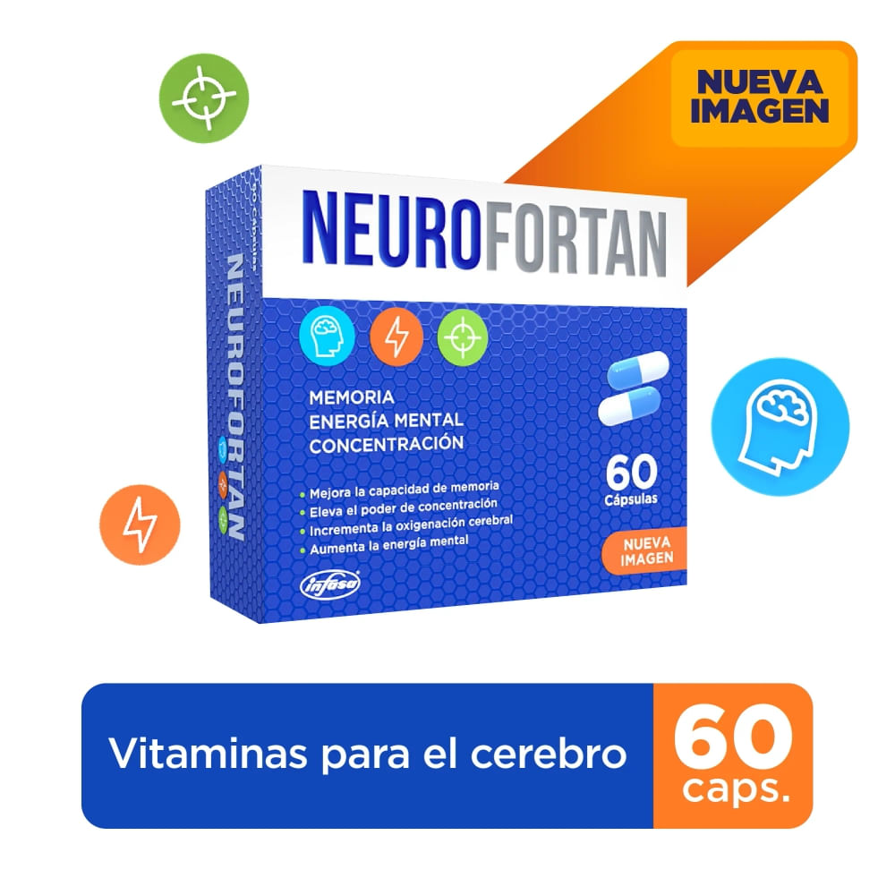 Vitaminas para el cerebro Neurofortan caja 60 cápsulas-Precio indicado por cápsula