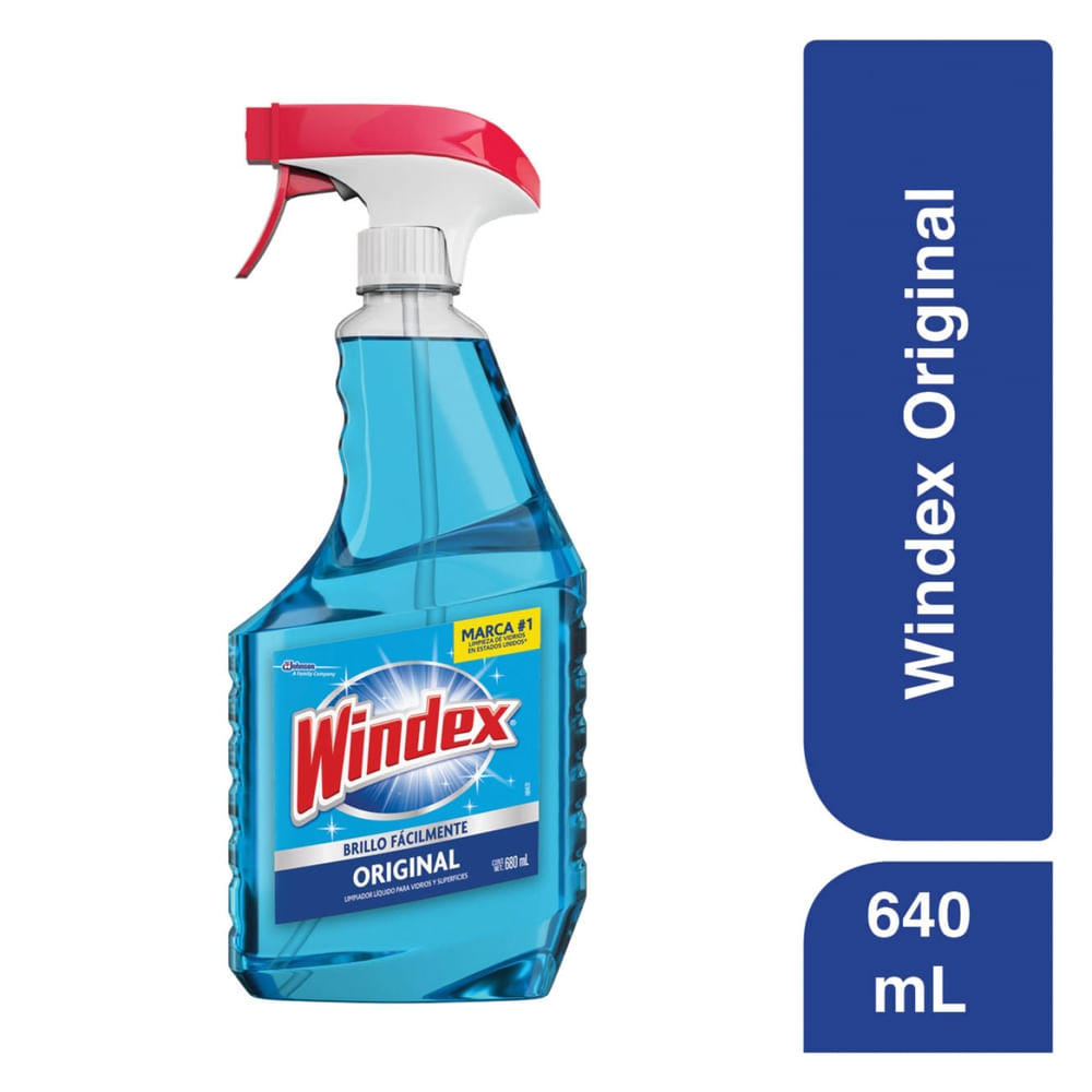 Limpiador Líquido para Vidrios y Superficies Windex Original 640 ml
