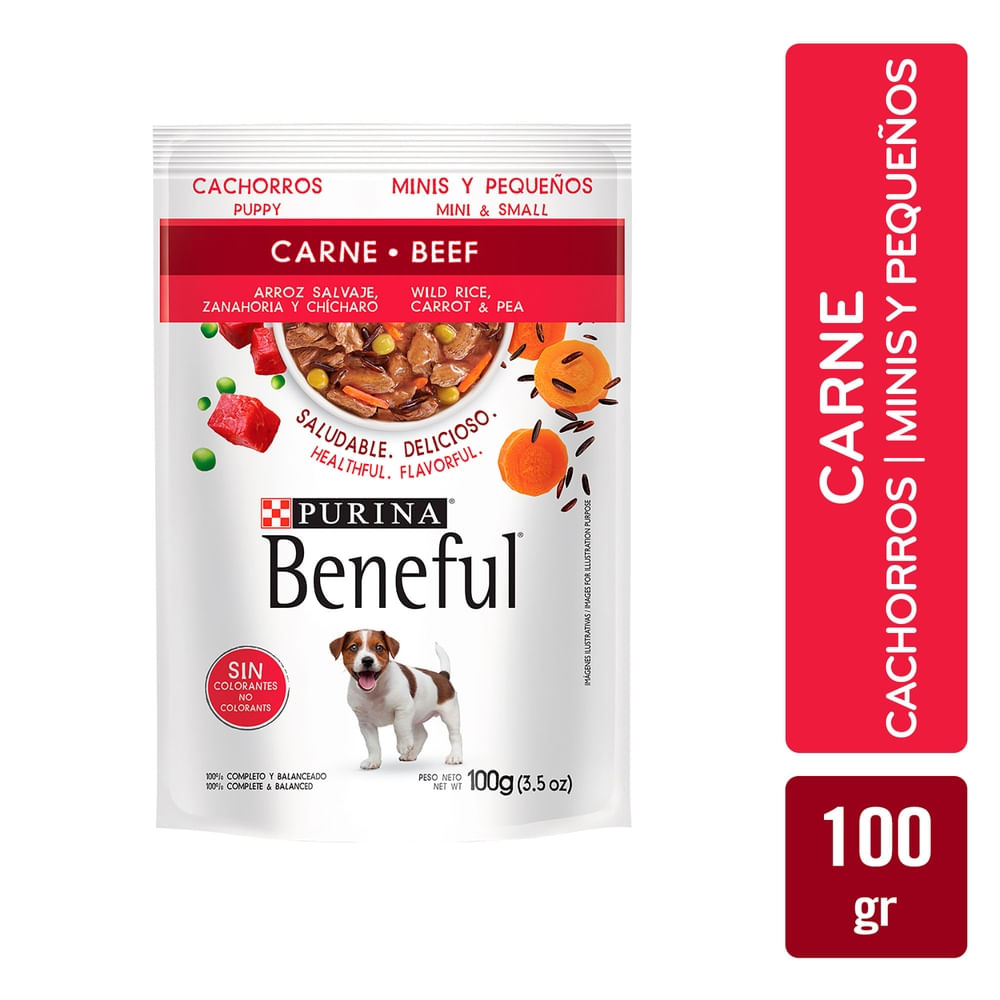 Alimento húmedo Purina Beneful para cachorros minis y pequeños sabor carne -100 g