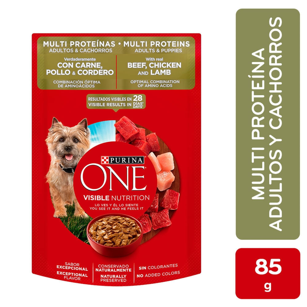 Comida húmeda para perros cachorros y adultos sabor a Carne, Pollo y Cordero Purina One -…