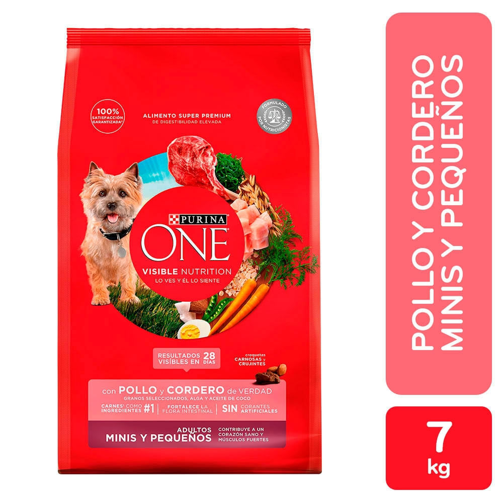 Comida para perro Purina One adultos minis y pequeños Pollo y Cordero - 7 kg