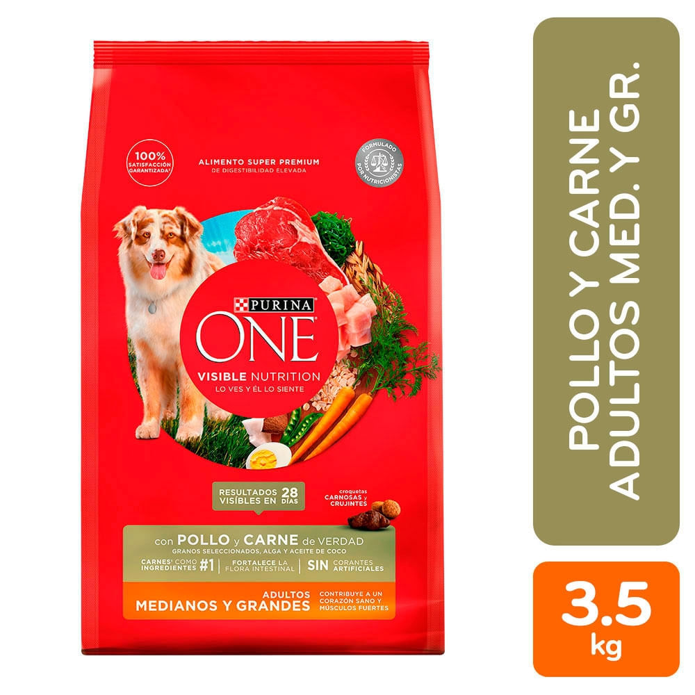 Alimento para perro Purina One adultos medianos y grandes Pollo y Carne - 3.5 kg