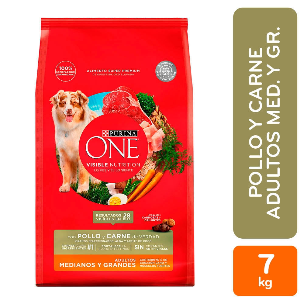 Comida para perro Purina One adultos medianos y grandes Pollo y Carne - 7 kg