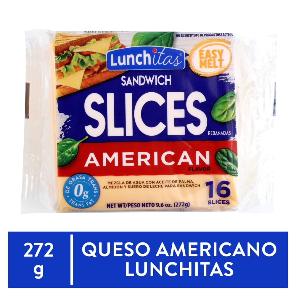 Queso Imitación Amarillo Rodajado Lunchitas 16 Pack