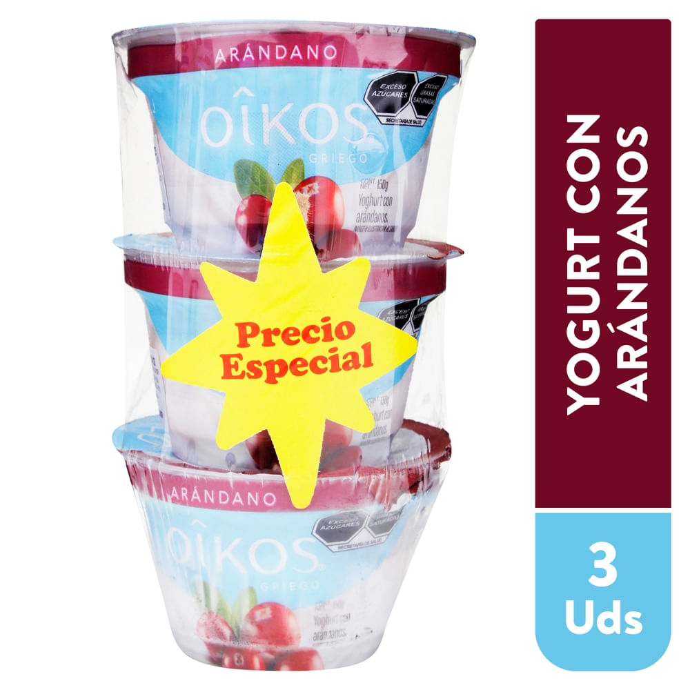 Yogurt Griego Arándano Oikos 3 Pack