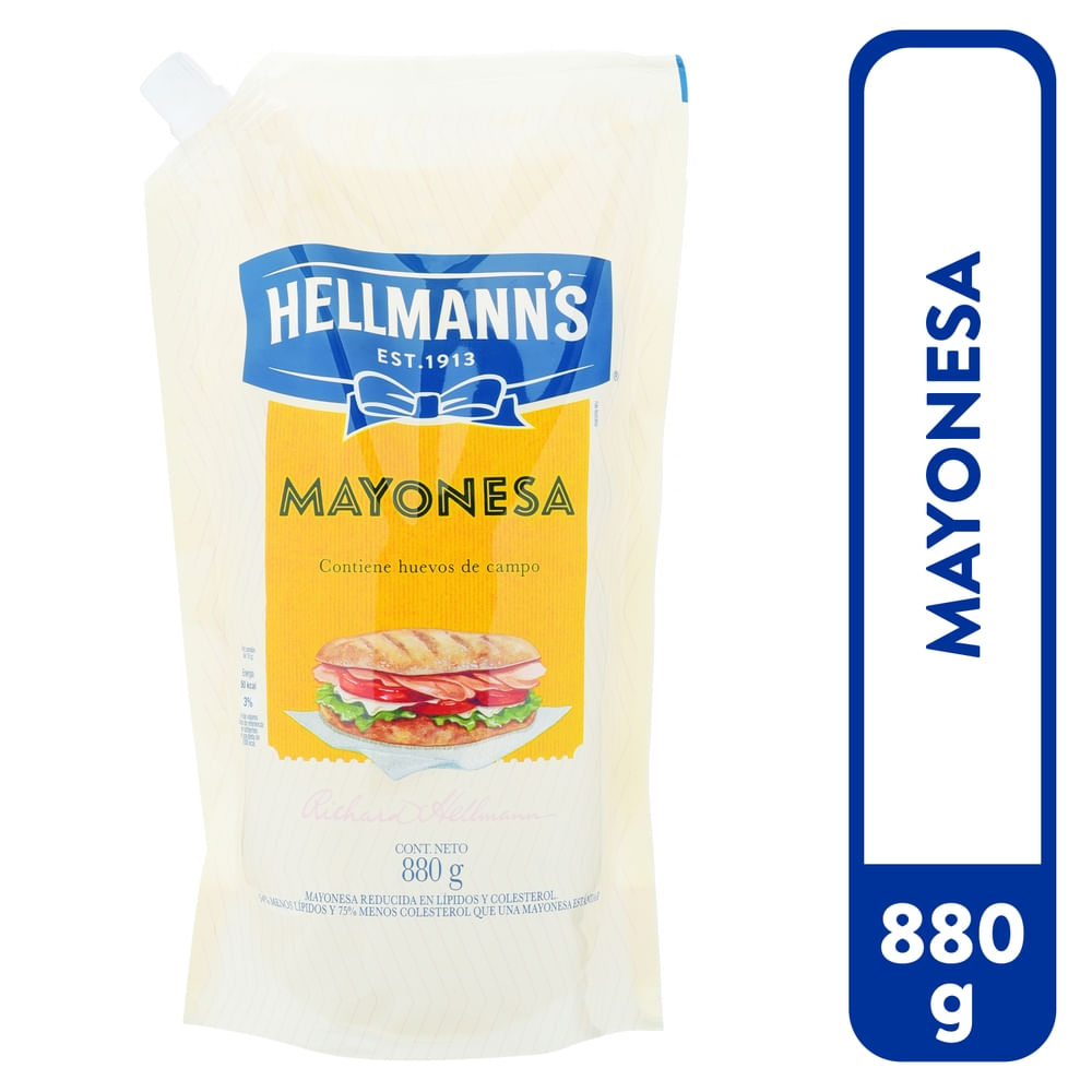 Mayonesa Hellmanns Contiene Huevos De Campo en Doypack - 880 g