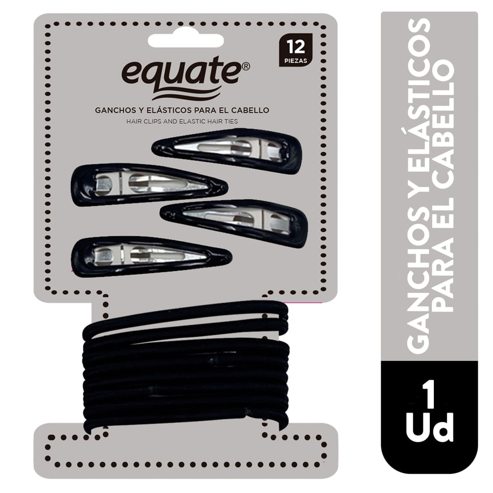 Clips Y Bandas Elasticas Para Cabello Marca Equate 12 Piezas