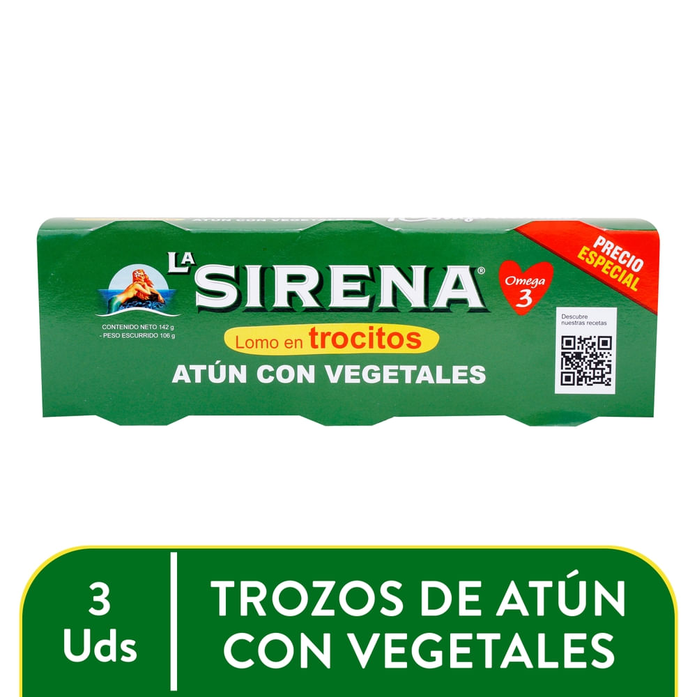 La Sirena atún en trocitos vegetal 3 pack - 142 g