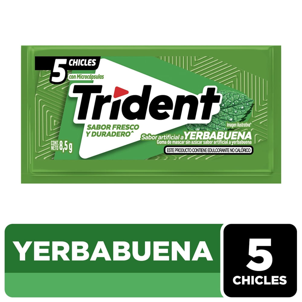 Goma Mascar Trident Slab 5S Sabor Yerbabuena - 8.5g