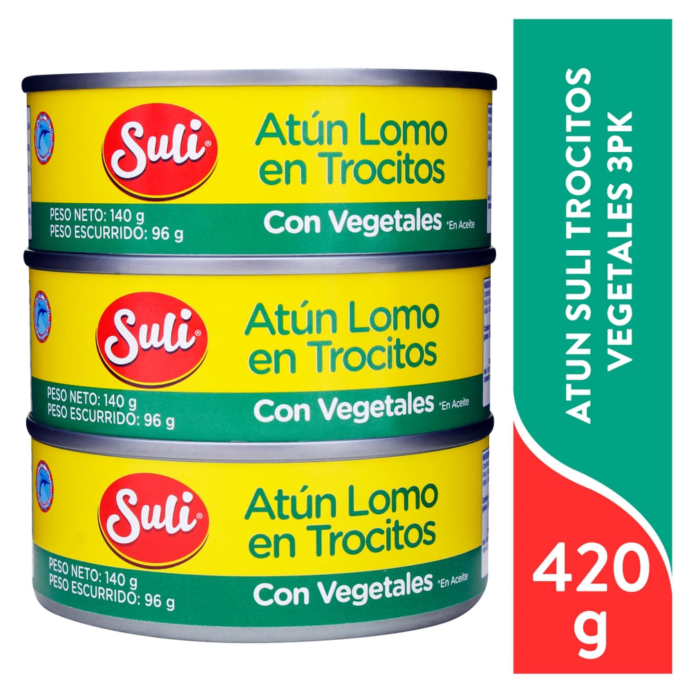 Atún Suli trocitos Vegetales 3 Pack -420 g
