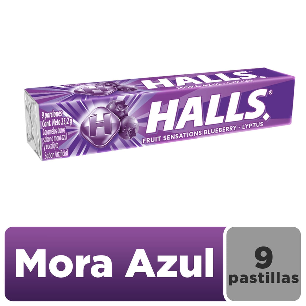 Caramelos Duros Halls Mora Azul 9 Uds - 25,2g