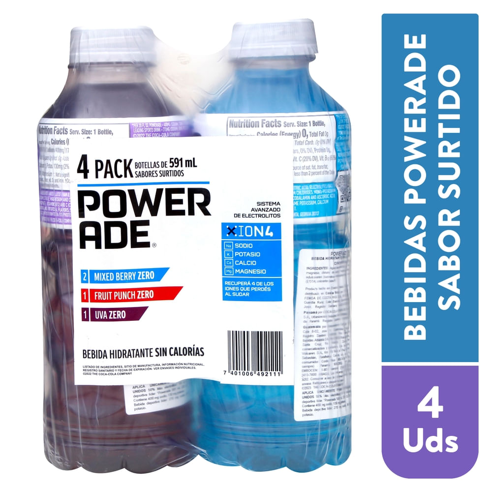 4pk Powerade Zero Pet 2364ml
