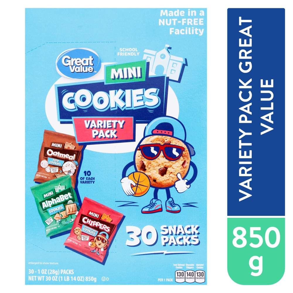 Galleta Great Value Mini Galletas Variadas 30 PACK - 850 g