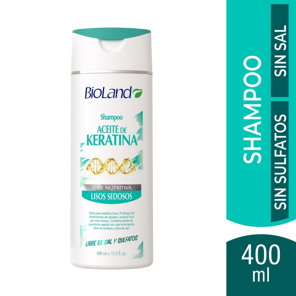 Shampoo Bioland Aceite de Keratina Lisos Sedosos - 400 ml