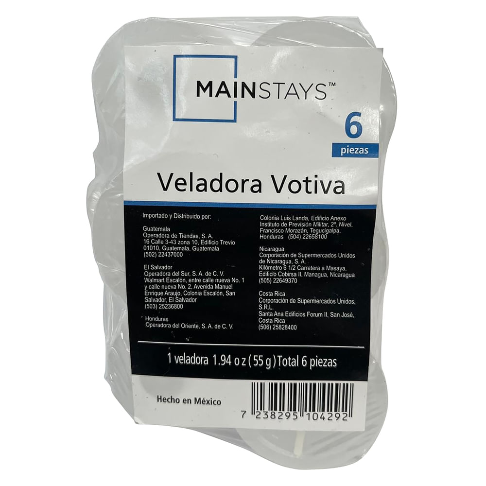 Veladora Mainstays pequeña 6 pack