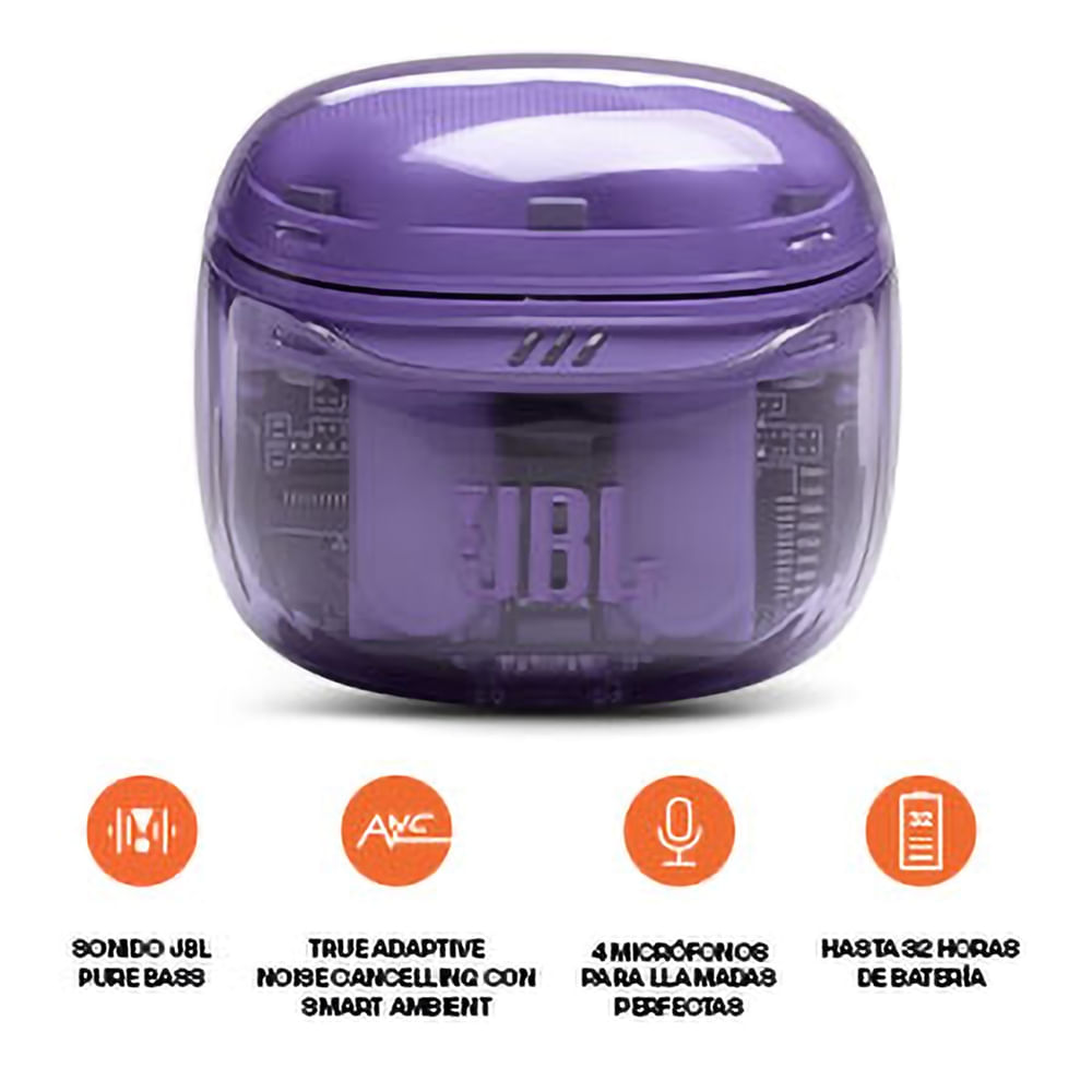 Audífonos JBL Tune Flex True Wireless con cancelación de ruido color purpura