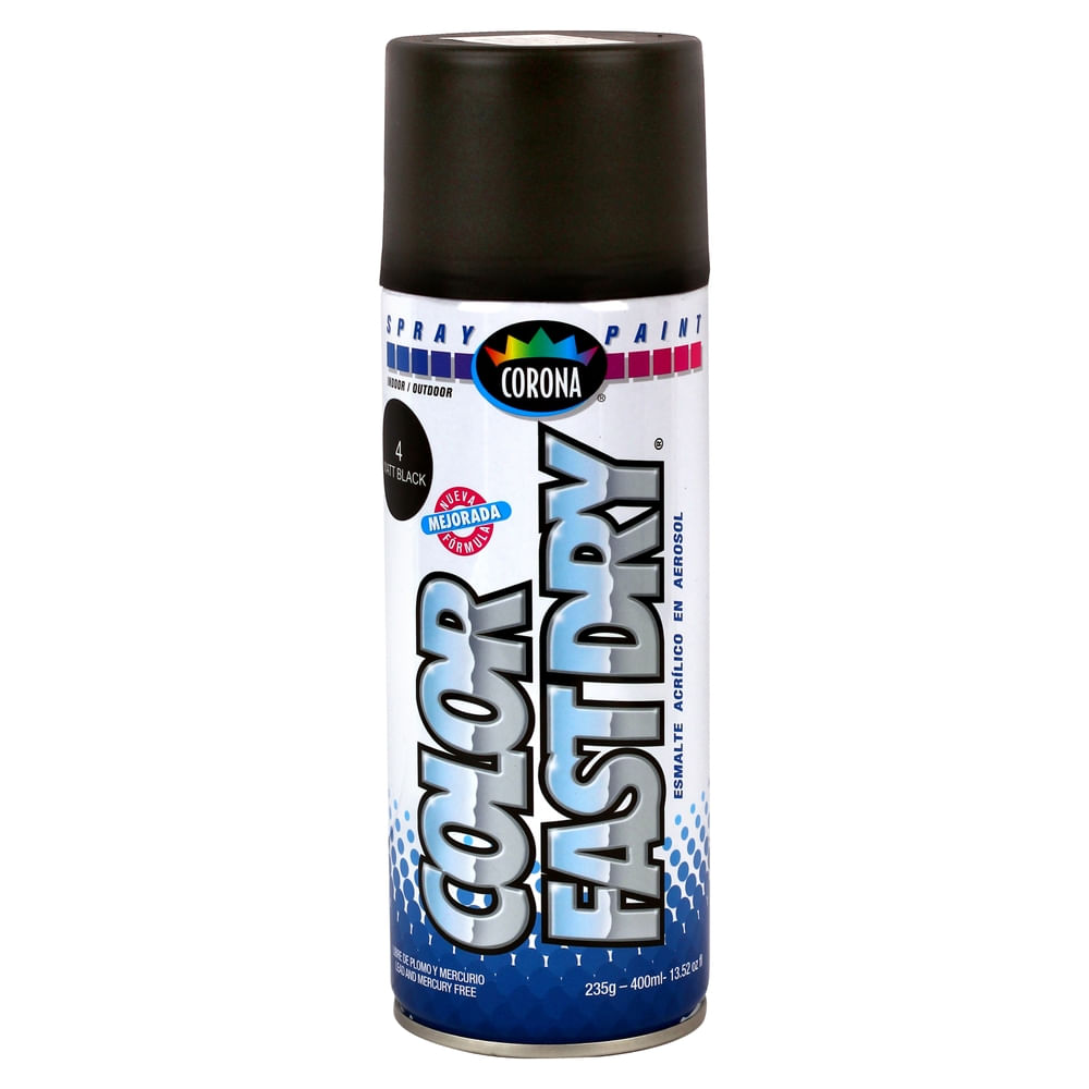 Pintura Anticorrosivo de Acrílico Corona Fast Dry Color Mate Negro para Interior y Exterio…