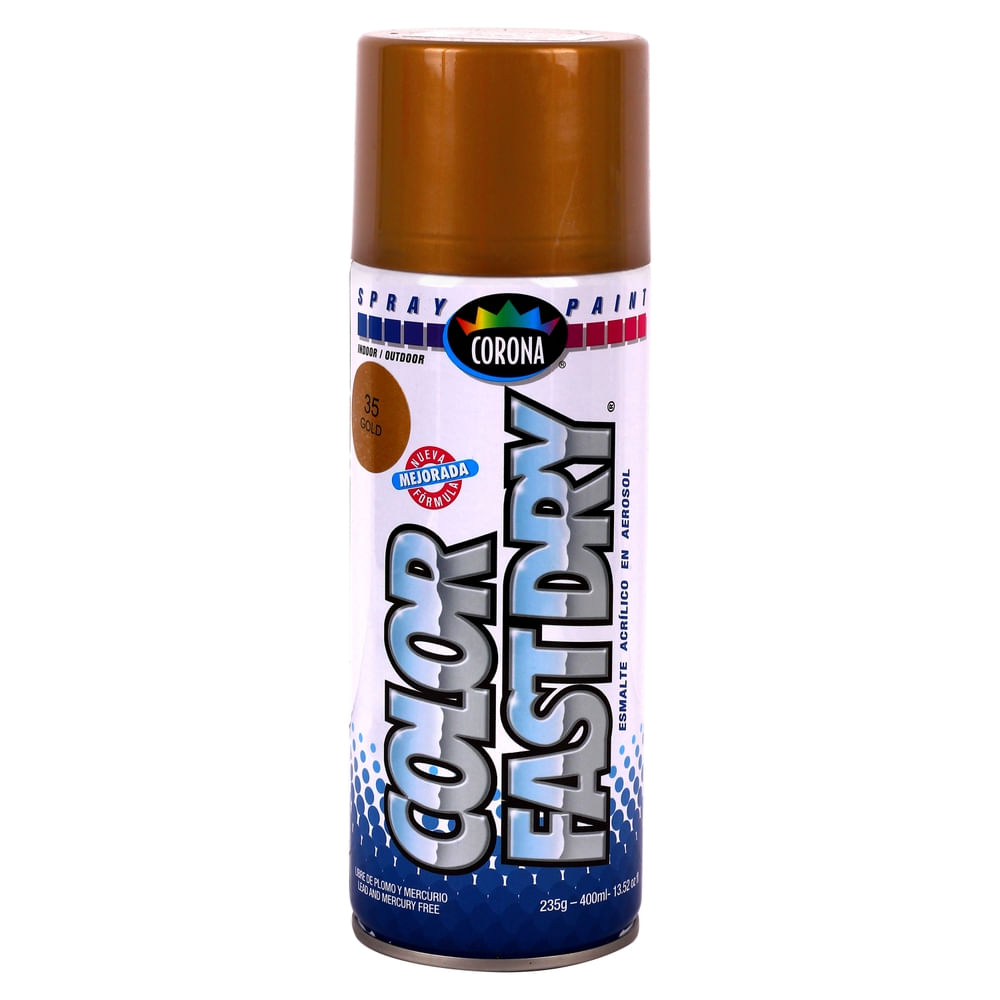 Pintura Anticorrosiva acrílica Corona Fast Dry, color Dorado para Interior y Exterior -13.…