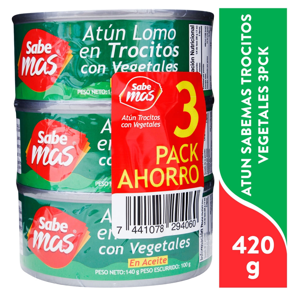 Atún Sabemas en trocitos con vegetales en aceite - 420 g
