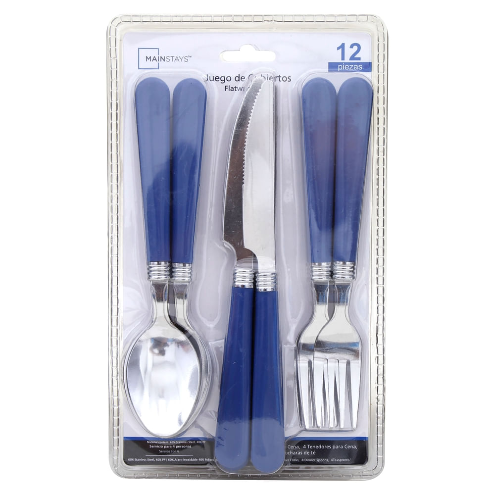Juego Cubiertos 12Pc Azul Acero Inoxid