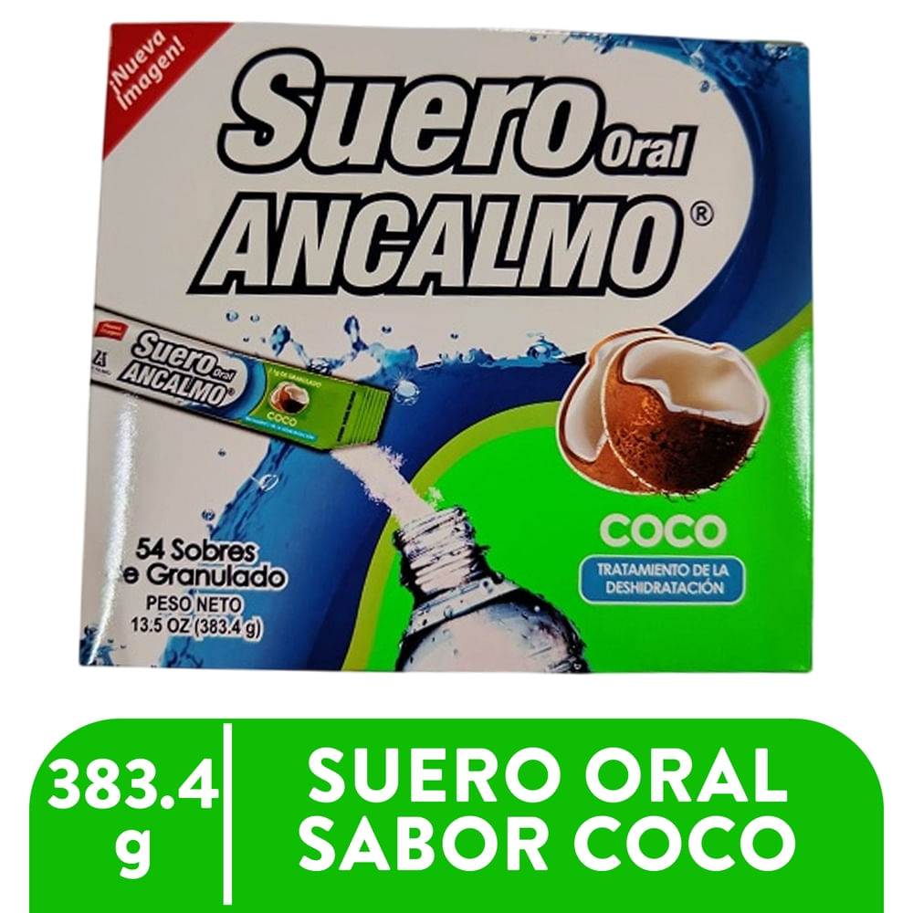 Suero oral Ancalmo sabor coco caja 54 sobres - Precio indicado por sobre