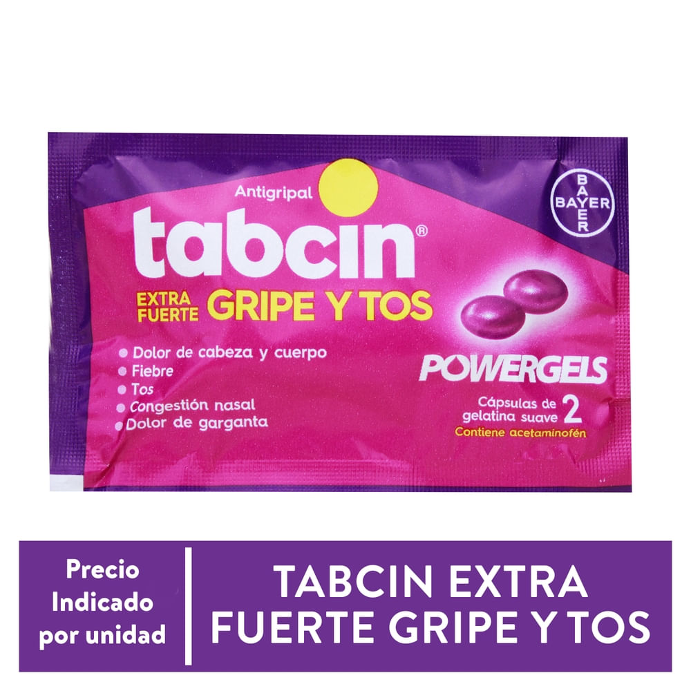 Tabcin Gripe y Tos Bayer Power Gels 2 Cápsulas por sobre - Precio Indicado Por Capsula