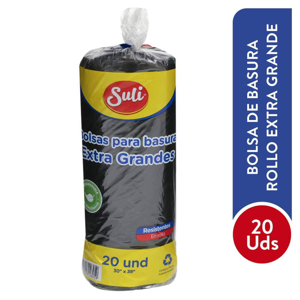 Suli rollo extra grande negro oxodegradable nudo - 20 Uds