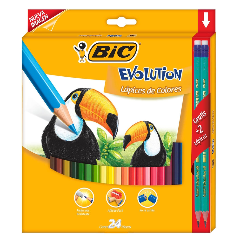 Lápices de colores Bic evolution más 2 lápices de grafito - 26 Uds
