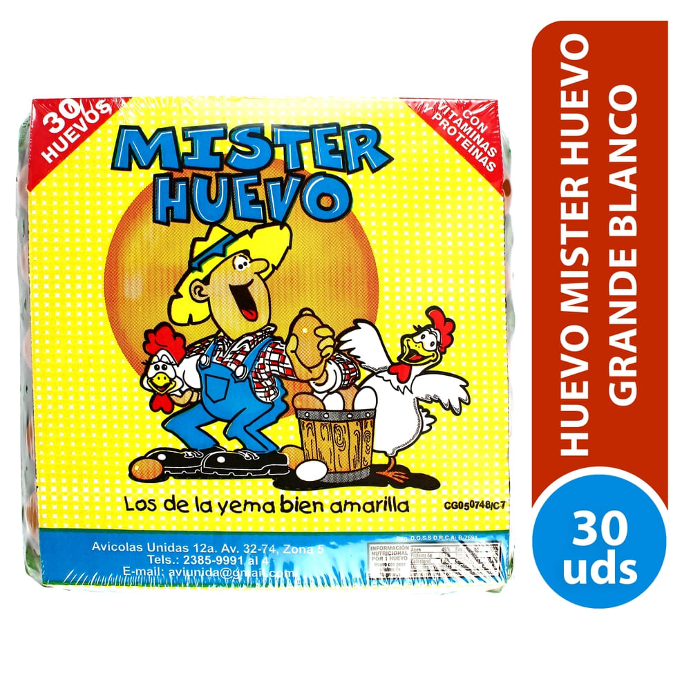 Huevo de Gallina Mister Huevo Blanco Grande - 30 Unidades