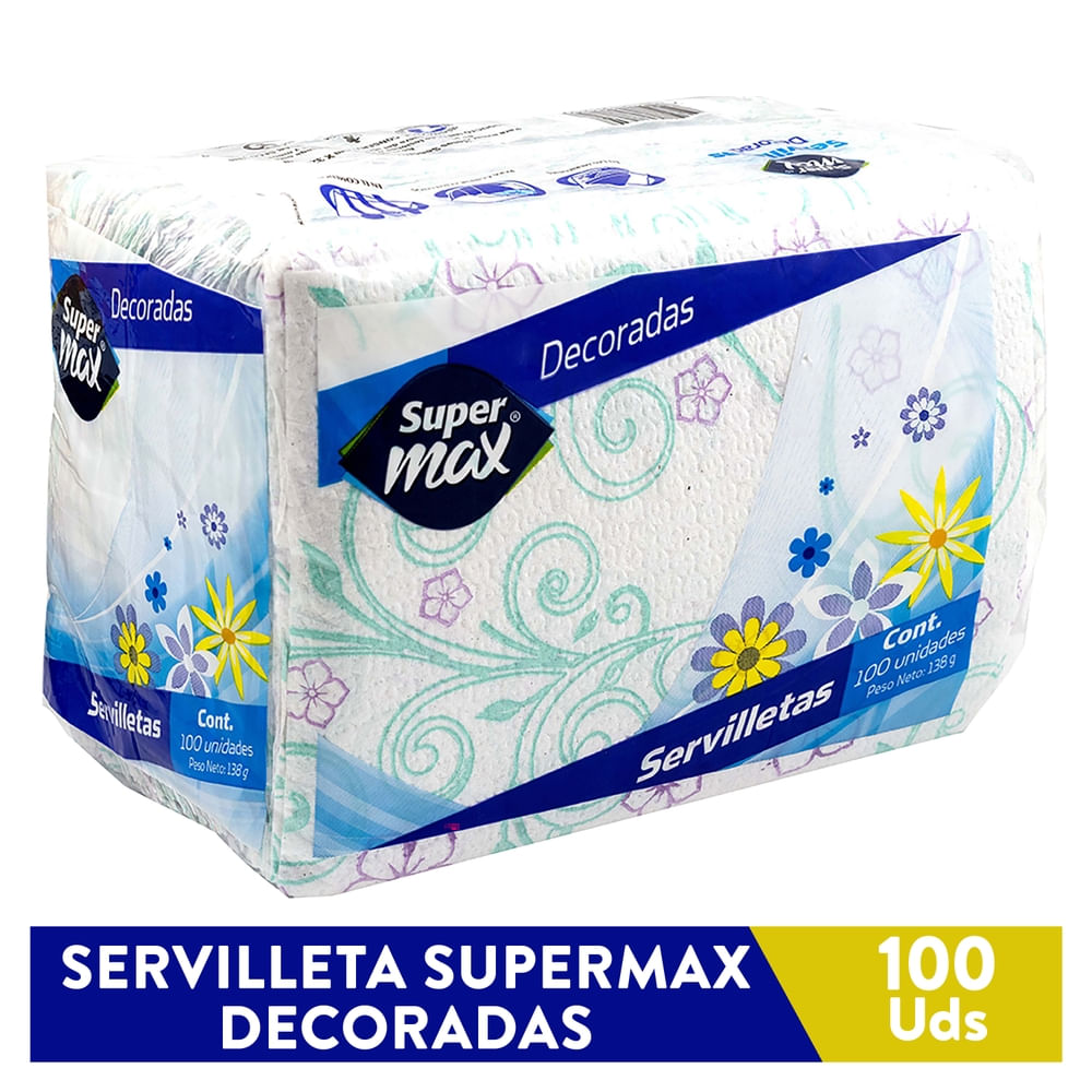 Servilleta De Papel Desechables Para Mesa Marca Supermax Decoradas - 100 Unidades
