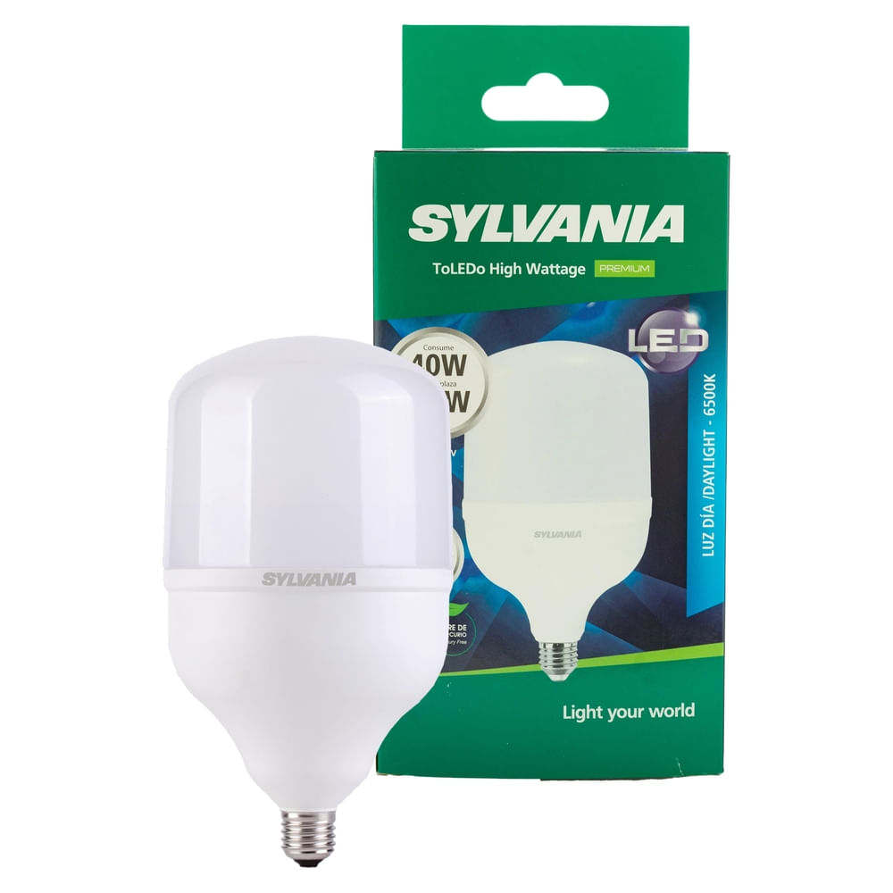 Bombillo Led Sylvania, 40W Luz Blanca rosca E27 -Und