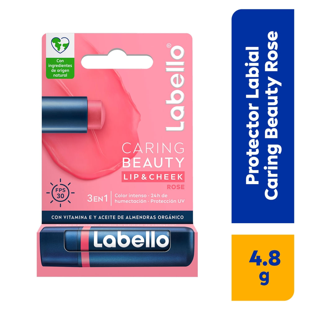 Pretector labial Labello caring beauty 3 en 1 rose - 4.8 g
